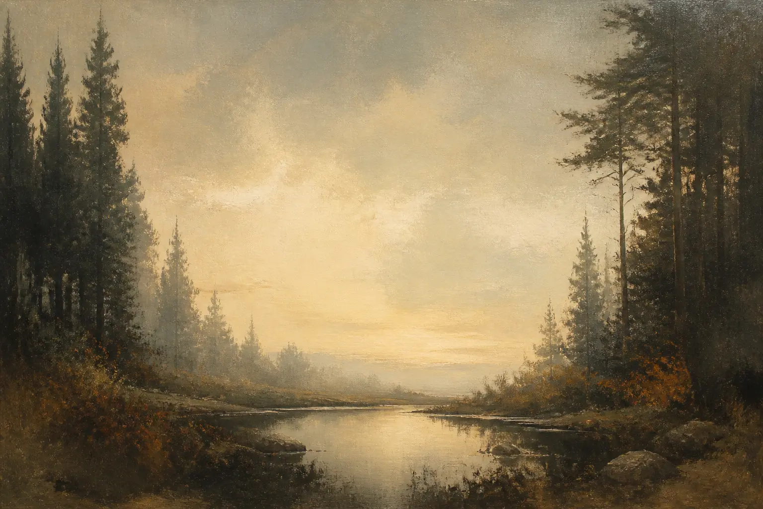 A quiet woodland glade at first light